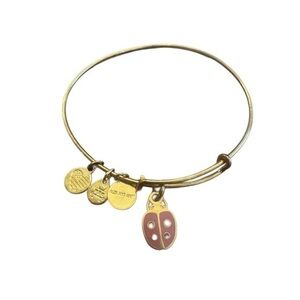 Alex and Ani Gold Pink Ladybug Crystal Charm Bracelet